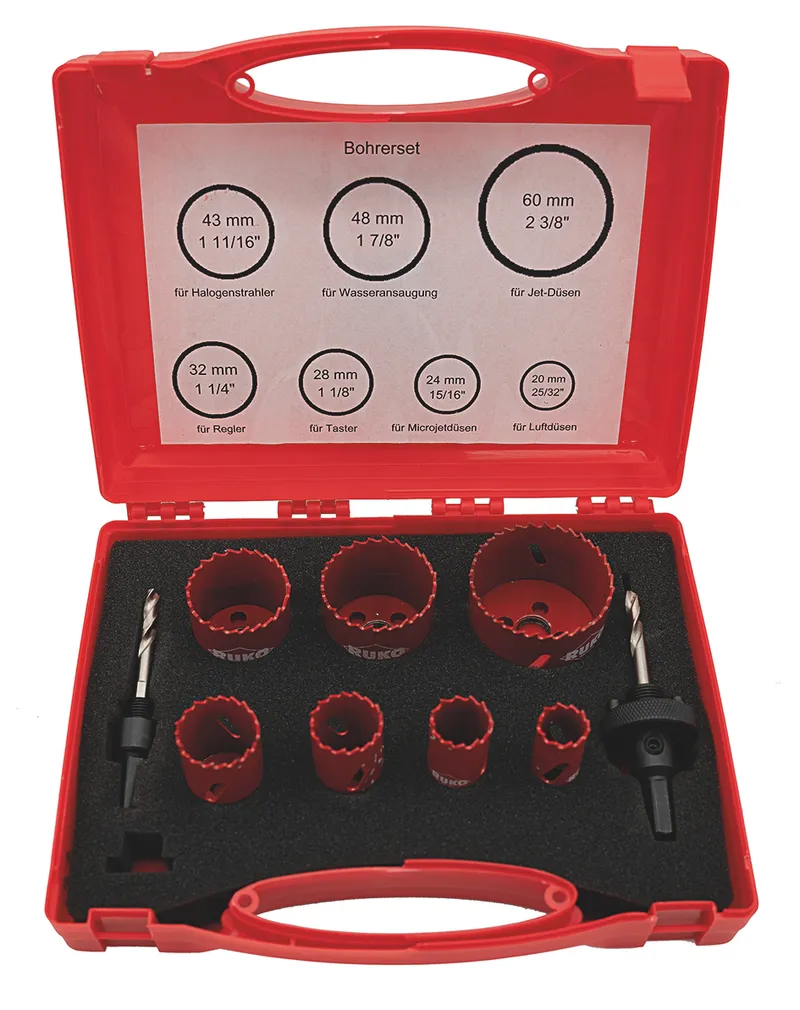 Lochsägesatz Bi-Metall /KS-Koffer 20-24-28-32-43-48-60 mm 0