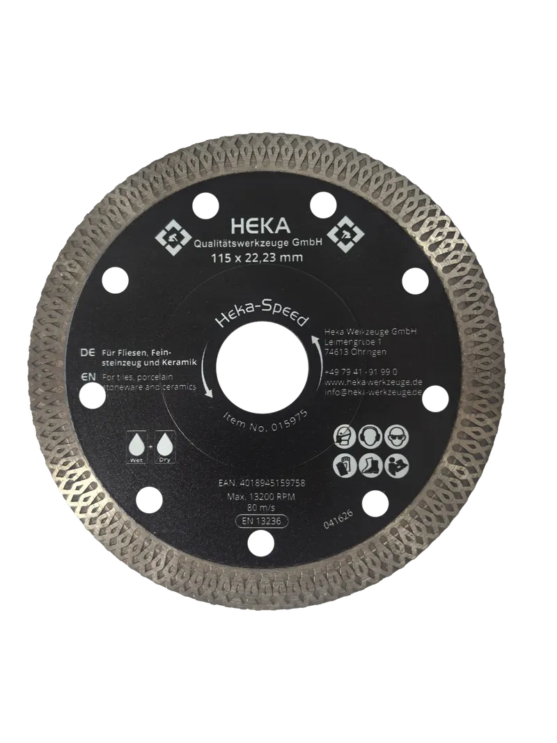 Diamant-Trennscheibe Heka-Speed 115/22,2 mm Feinsteinzeug Super schwarz 0