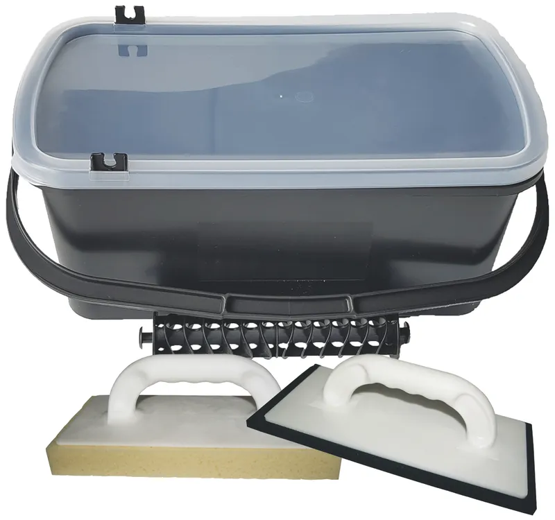 Wascheimer 10 l, schwarz mit Deckel, 1 Rolle, 2 Bretter 0