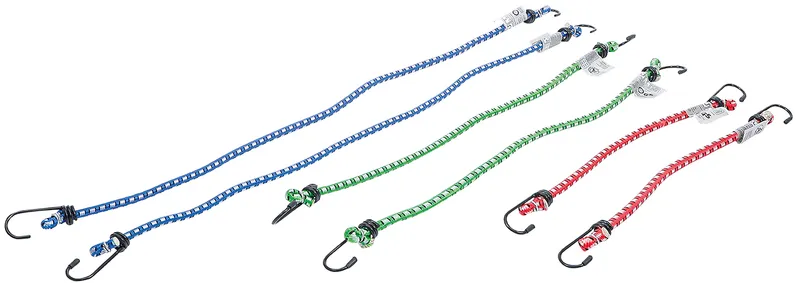 Gummispannseil-Set mit Drahthaken 6-tlg. Ø7mm,je 2x 30cm, 45cm, 60cm, Haken Ø 3mm 0