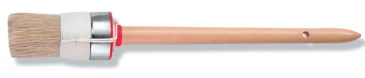 Ringpinsel Gr. 6 helle Borste Holzstiel, vernickelter Ring 0