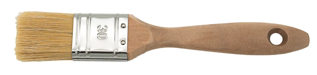 Lackierpinsel 30 mm helle China-Borste lackierter Holzstiel, vernickeltes Blech 0