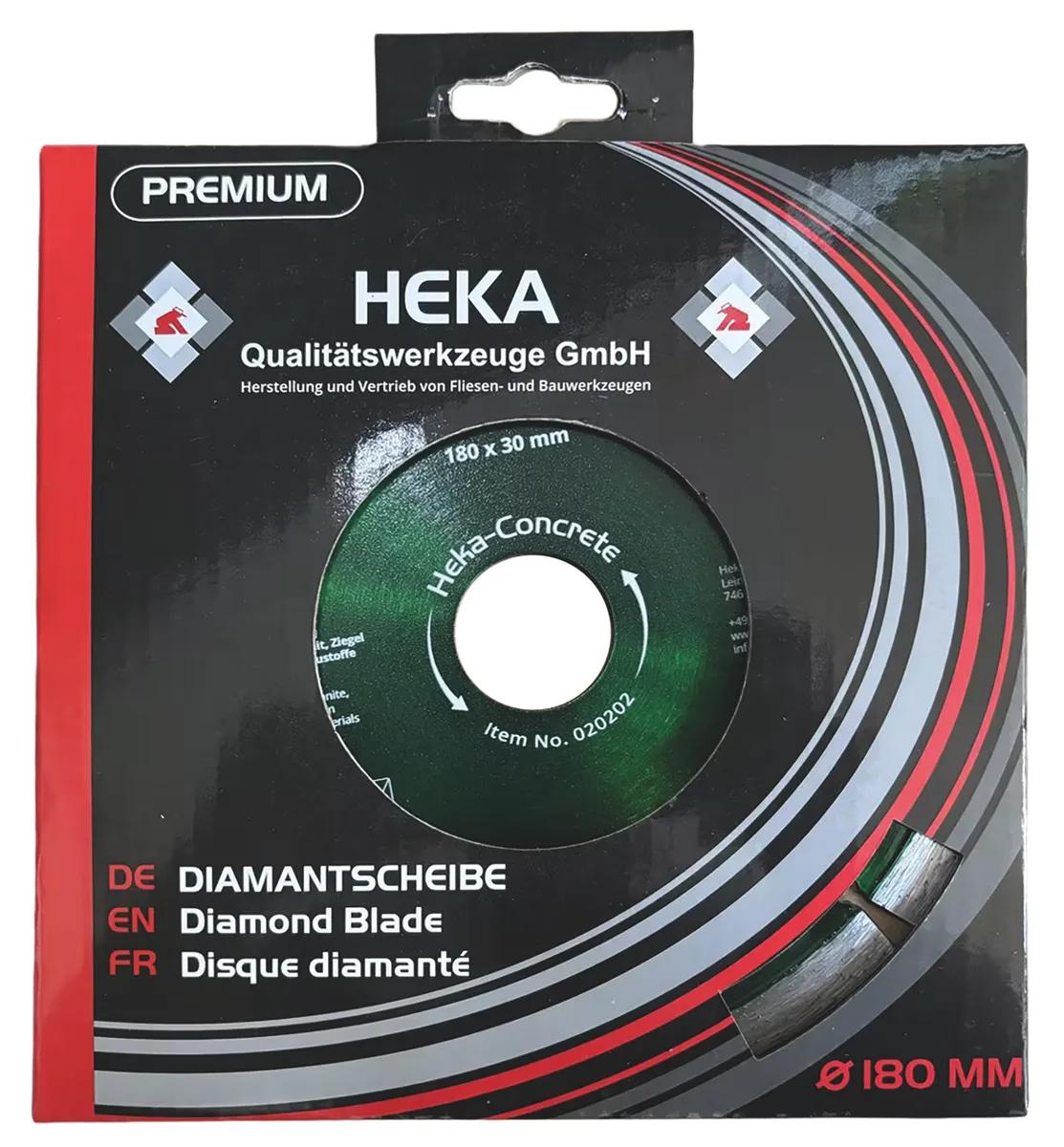 Diamant Trennscheibe Heka-Concrete, 180 mm, 30 mm inkl. Reduzierring auf 25,4 & 22,23 mm 2