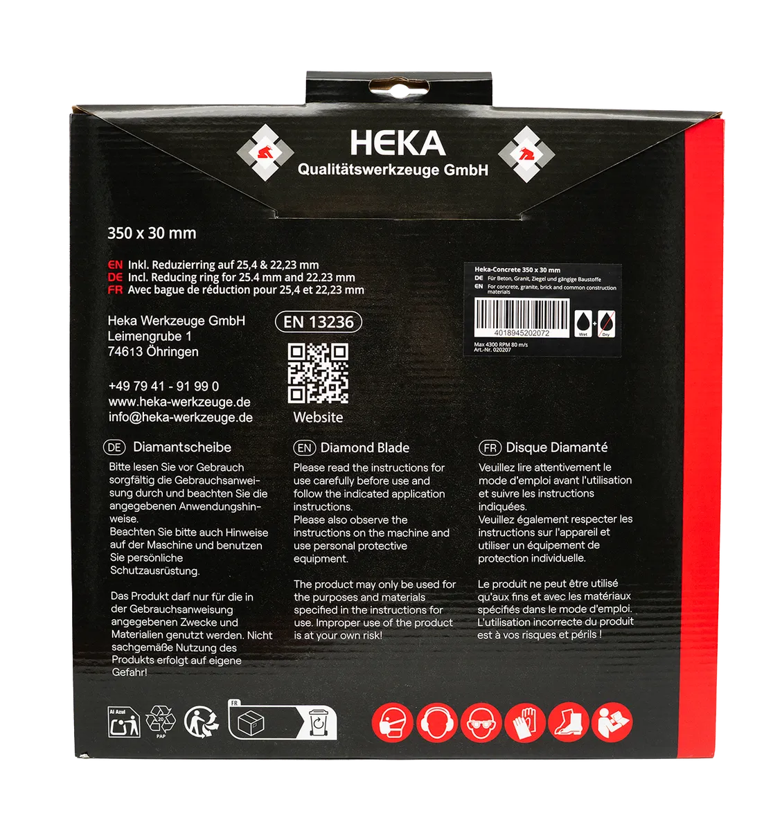 DTS Heka-Concrete, 350 mm, 30 mm inkl. Reduzierring 30 zu 25 & 25 zu 22,2 3