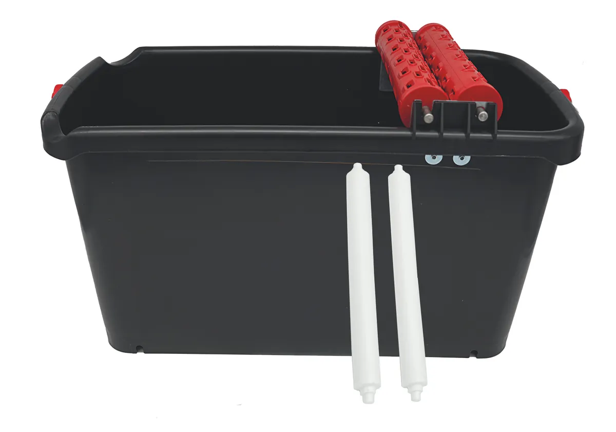 Waschboy 23 l schwarz Metallhalterung, 2 Noppenwaschrollen, 2 Laufrollen, o. Brett 0