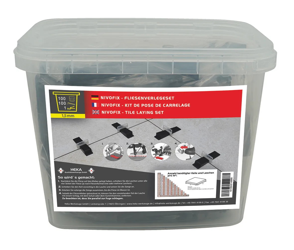 Heka Nivofix Basisset 1,5 mm (100 Laschen, 100 Keile, 1 Zange) 0