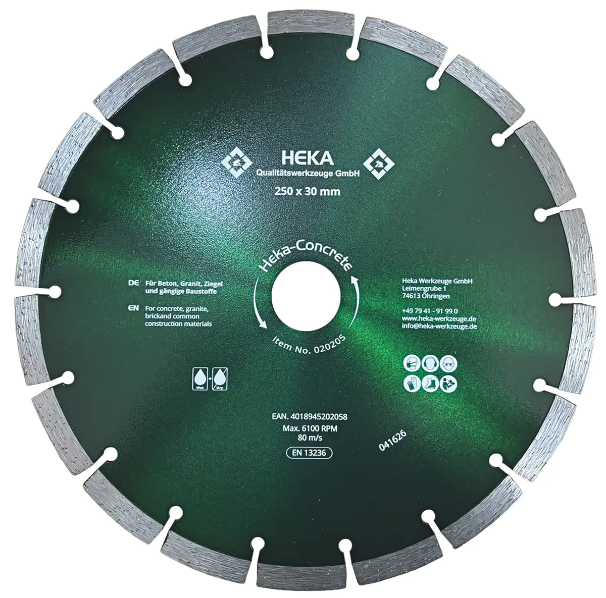 DTS Heka-Concrete, 250 mm, 30 mm inkl. Reduzierring 30 zu 25 & 25 zu 22,2 0