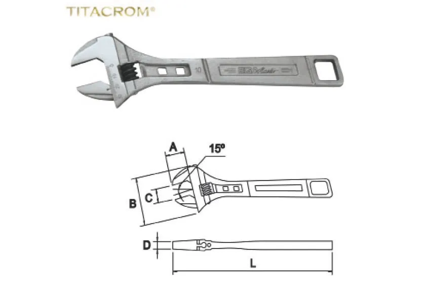 Rollgabelschlüssel 10" Titanchrom 0