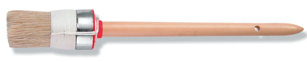 Ringpinsel Gr. 4 helle Borste Holzstiel, vernickelter Ring 0