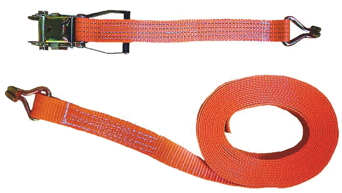 Zurrgurt 6 m x 50 mm,2-tlg,2000/4000 kg mit Ratsche,Spitzhaken,aus PES,orange, 0