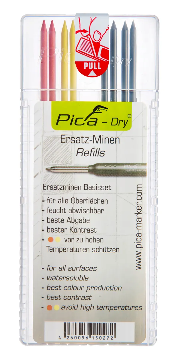 Pica DRY E-Minen wasserlöslich ( 2 x rot, 2 x gelb, 4 x graphit) 0