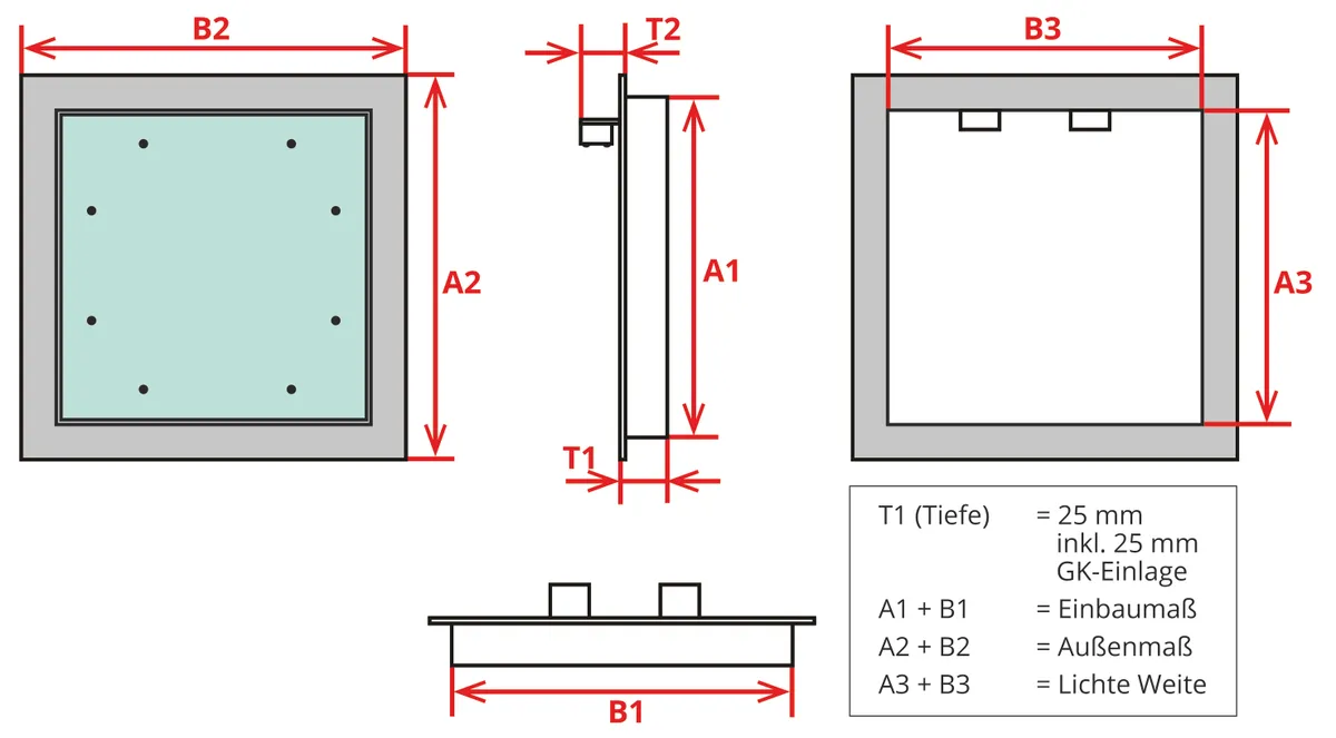 Revisionsklappe 500 x 500 mm Alu/GK 1