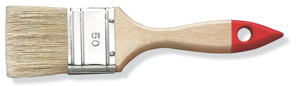 Lackierpinsel 30 mm helle China-Borste Holzstiel, Weißblechzwinge 0