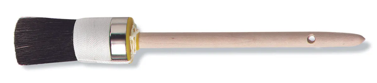 Ringpinsel Gr. 8 schwarze Borste Holzstiel, vernickelter Ring 0