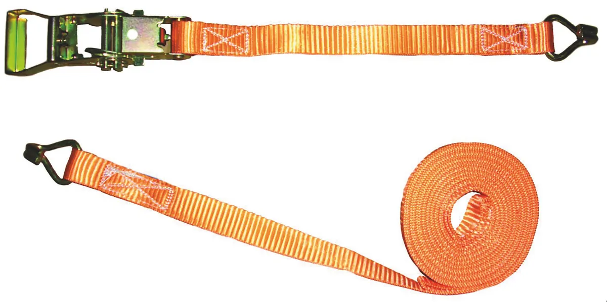 Zurrgurt 6 m x 25 mm 2-tlg 400/ 800 kg mit Ratsche,Spitzhaken,aus PES,orange 0