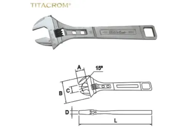 Rollgabelschlüssel  8" Titanchrom
