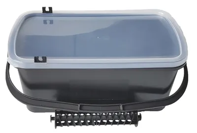 Wascheimer 10 l schwarz mit Rolle und Deckel