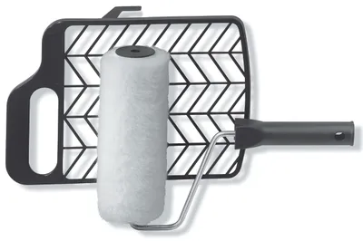 Farbrollgarnitur 22 cm: 1 Roller Polyester gestrickt, 1 Abstreifgitter