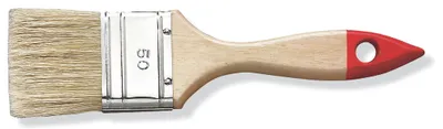 Lackierpinsel  30 mm helle China-Borste Holzstiel, Weißblechzwinge